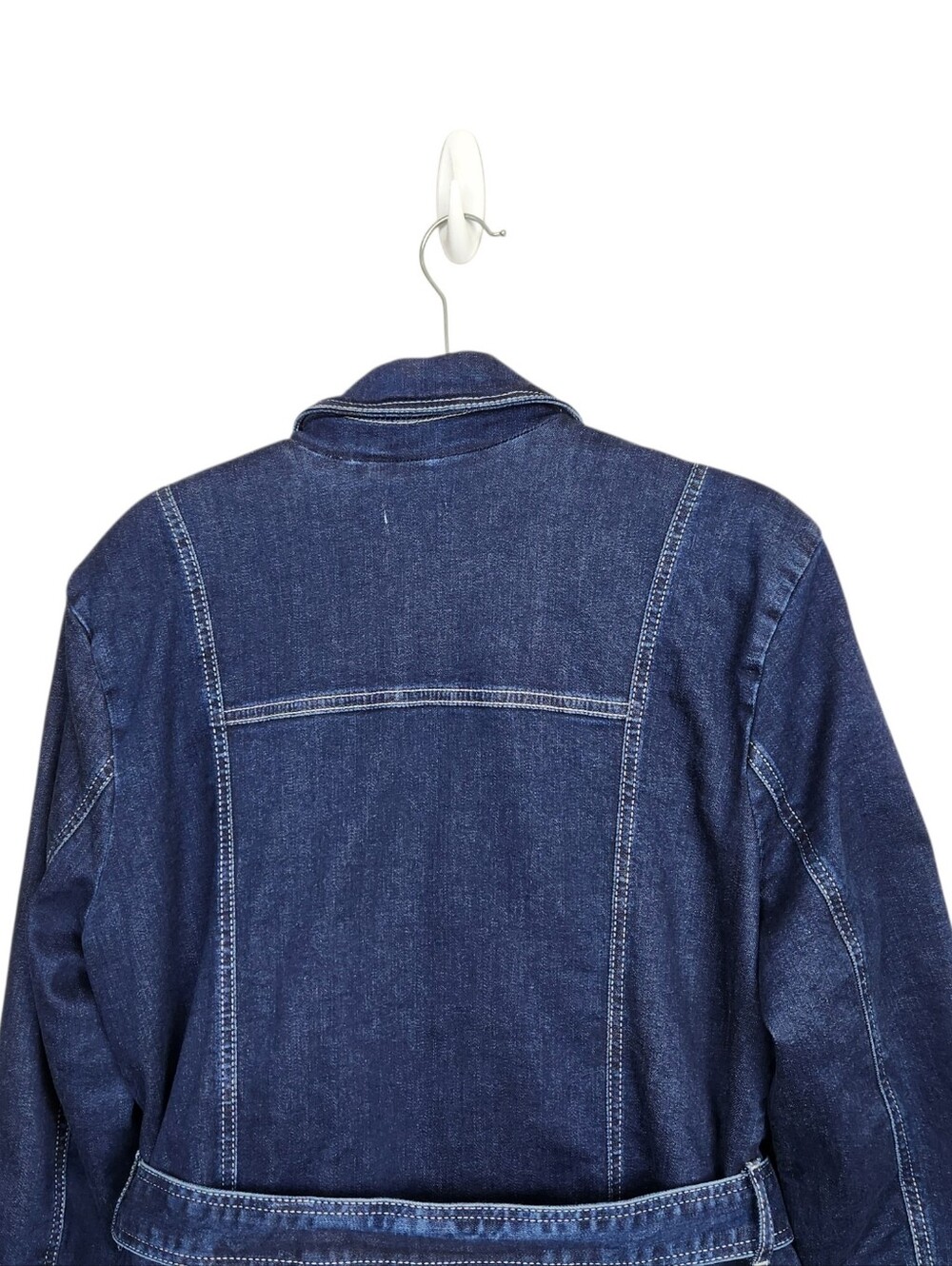 Pilcro Belted Denim Blazer Dress Anthropologie Anthro Blue Jean Womens Size L - Picture 10 of 15